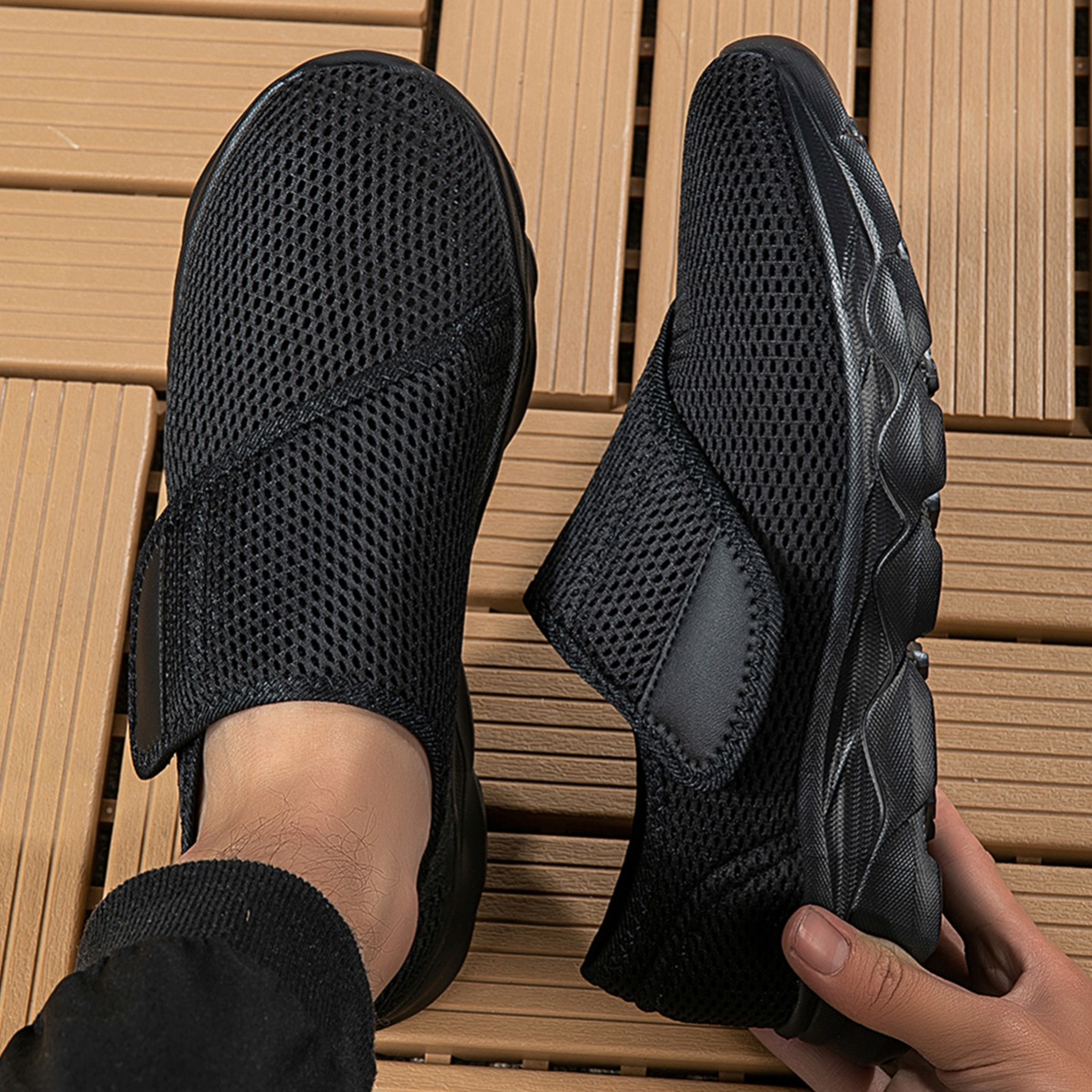 New Men Breathable Mesh Walkin - огляд і ціна Men Shoes Velcro