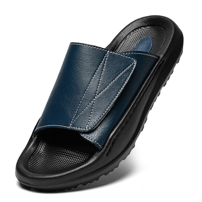 Easy-top Leather Slide Slipper - огляд і ціна Men Shoes Velcro
