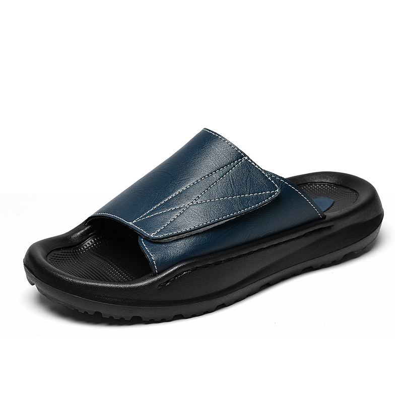 Easy-top Leather Slide Slipper - огляд і ціна Men Shoes Velcro
