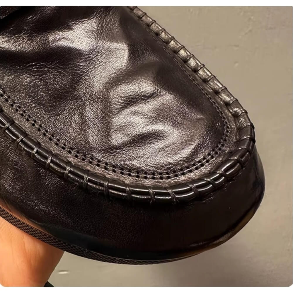 Handcrafted Black Leather Driv - огляд і ціна Men'S Shoes Drivers